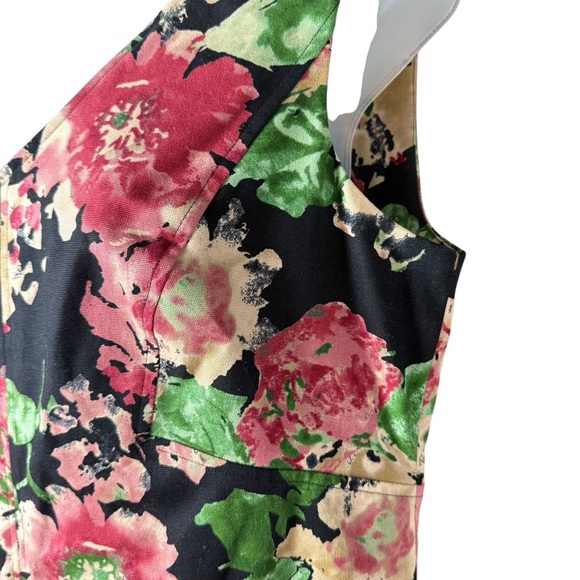 Talbots Shift Dress Size 12 Black Pink Ditzy Floral Lined Wedding Guest - Picture 4 of 9